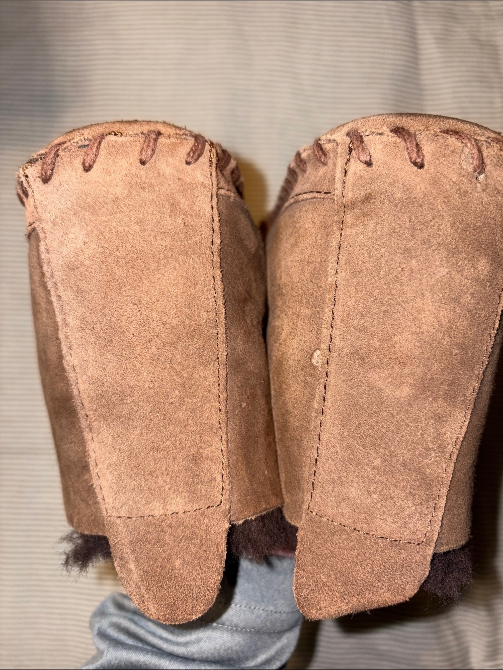 L.L.Bean Wicked Good Boot Moc Slippers Suede Shearling Lined Brown 8M - Picture 7 of 8